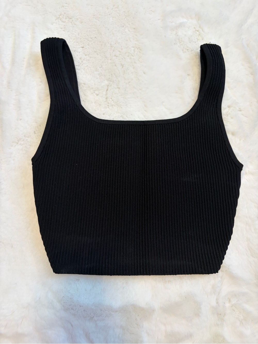 ARITIZIA BABYON Black sculpt knit Ribbed Tank Crop Top